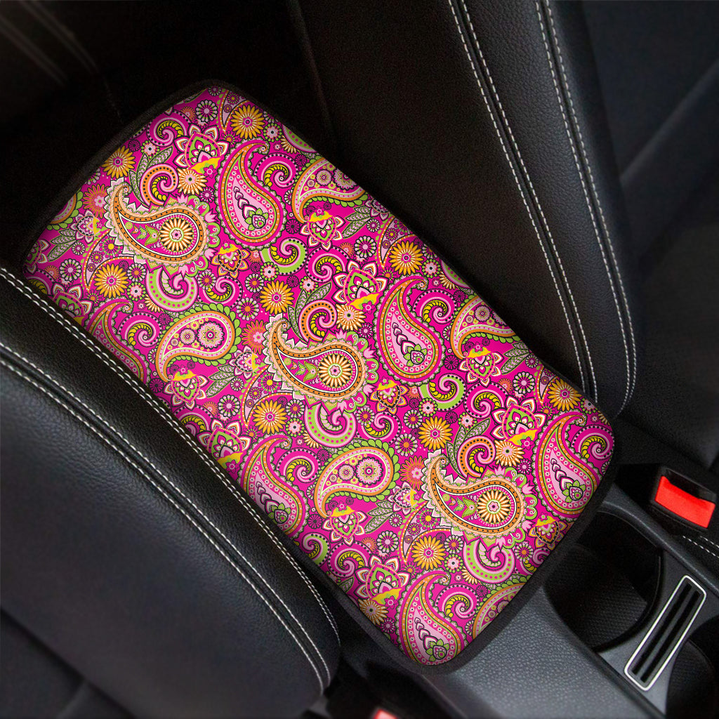 Retro Paisley Pattern Print Car Center Console Cover