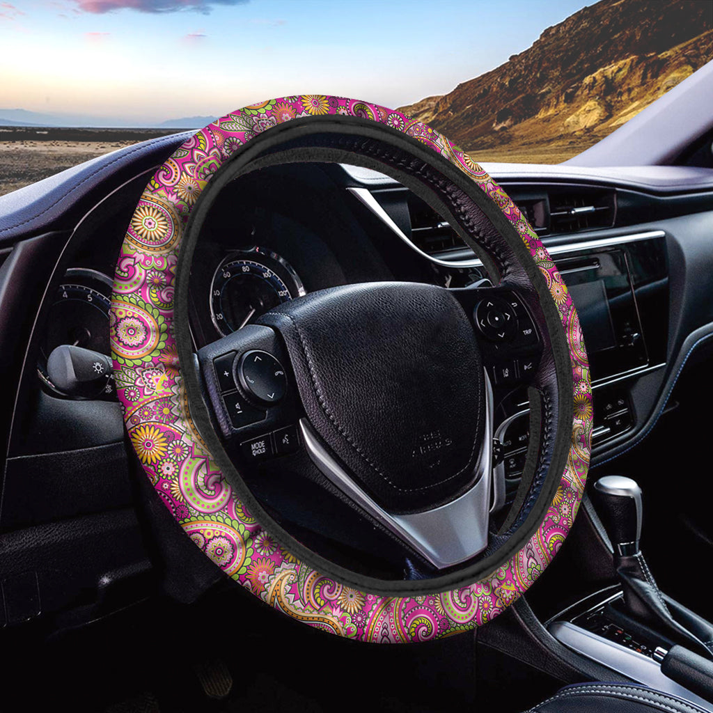 Retro Paisley Pattern Print Car Steering Wheel Cover