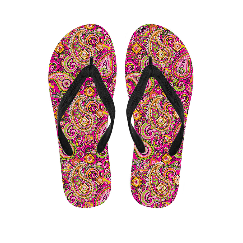 Retro Paisley Pattern Print Flip Flops