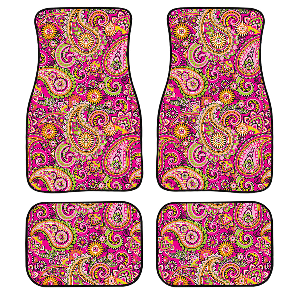 Retro Paisley Pattern Print Front and Back Car Floor Mats