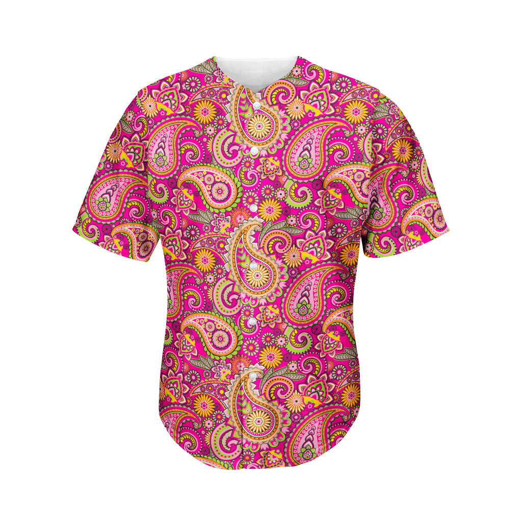 Retro Paisley Pattern Print Men's Baseball Jersey