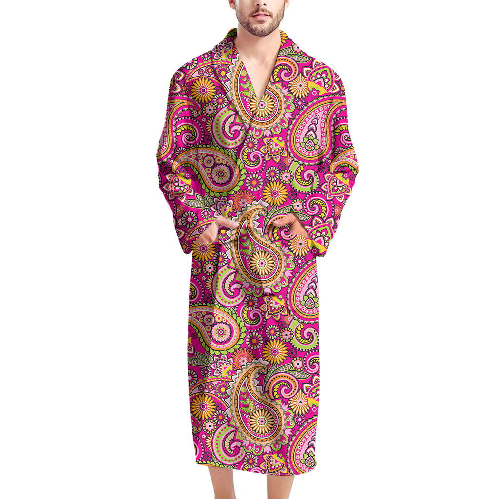 Retro Paisley Pattern Print Men's Bathrobe