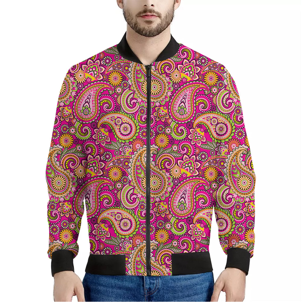 Retro Paisley Pattern Print Men's Bomber Jacket