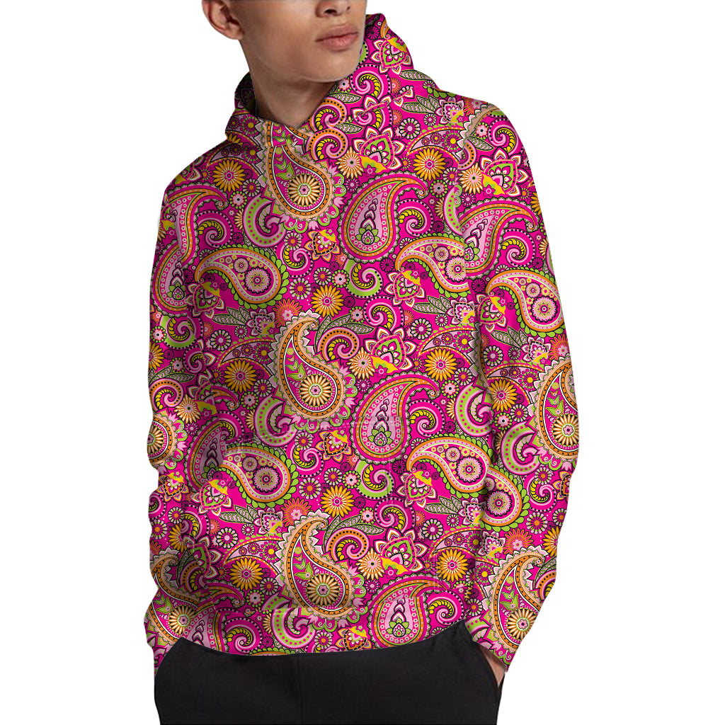 Retro Paisley Pattern Print Pullover Hoodie