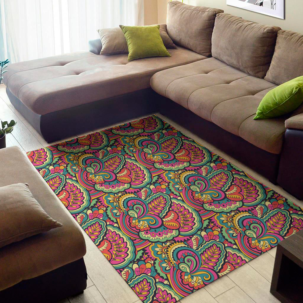 Retro Psychedelic Hippie Pattern Print Area Rug