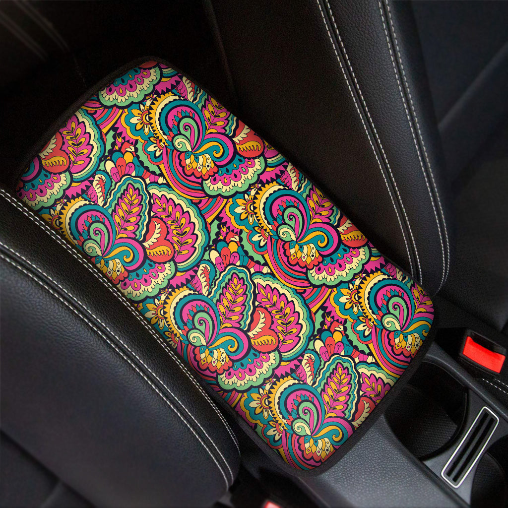 Retro Psychedelic Hippie Pattern Print Car Center Console Cover