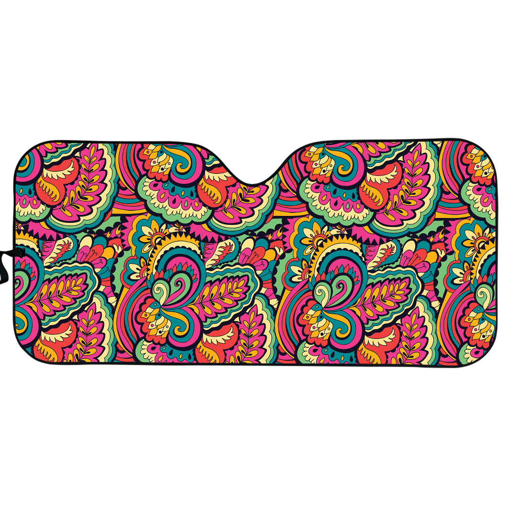 Retro Psychedelic Hippie Pattern Print Car Sun Shade