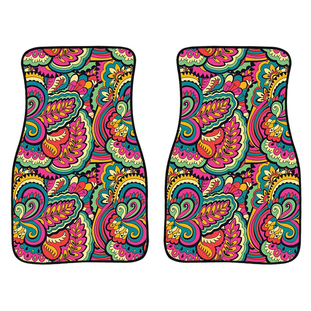 Retro Psychedelic Hippie Pattern Print Front Car Floor Mats