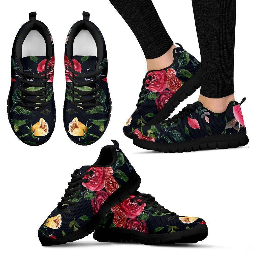 Roses Floral Flower Pattern Print Women's Sneakers