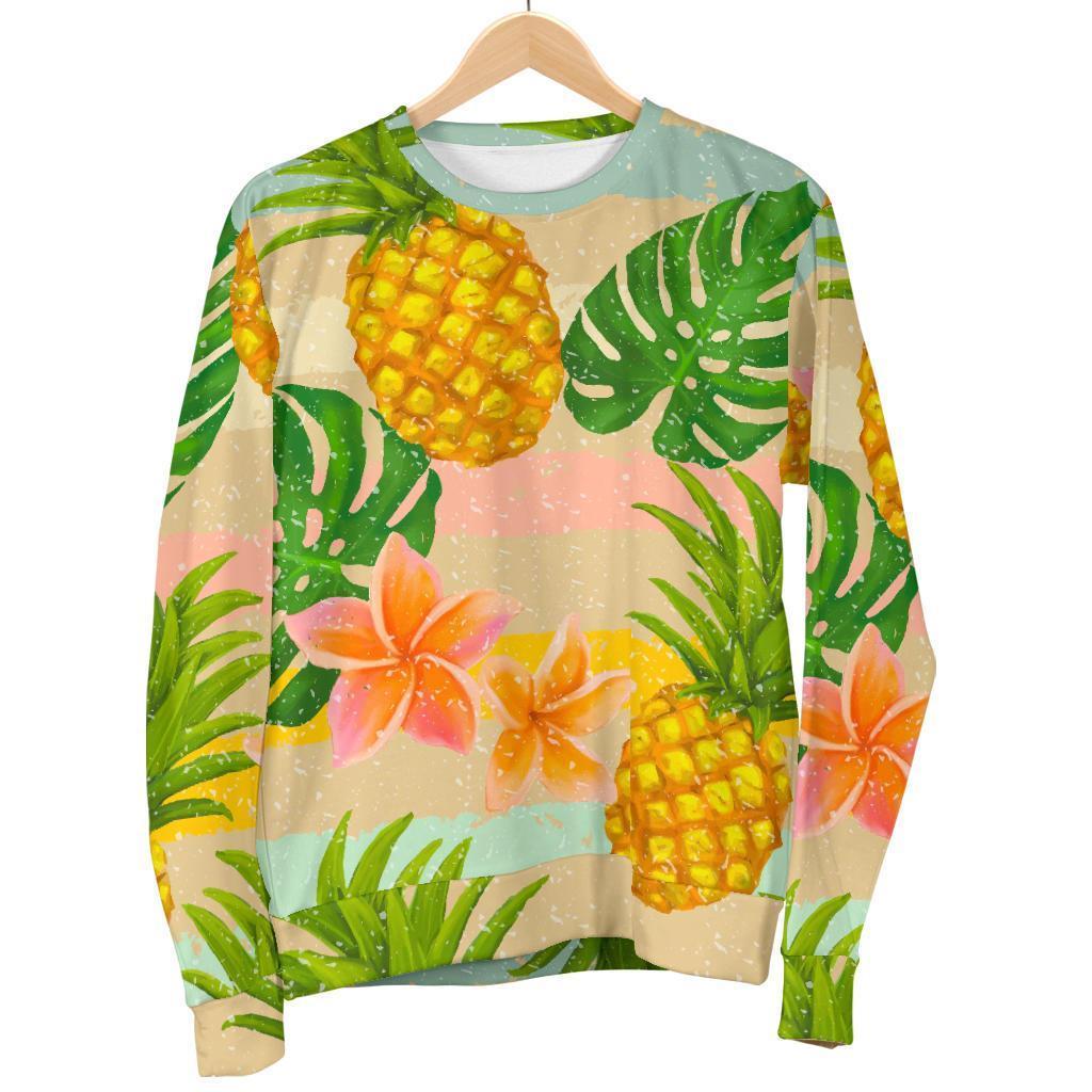 Sand Beach Pineapple Pattern Print Men's Crewneck Sweatshirt