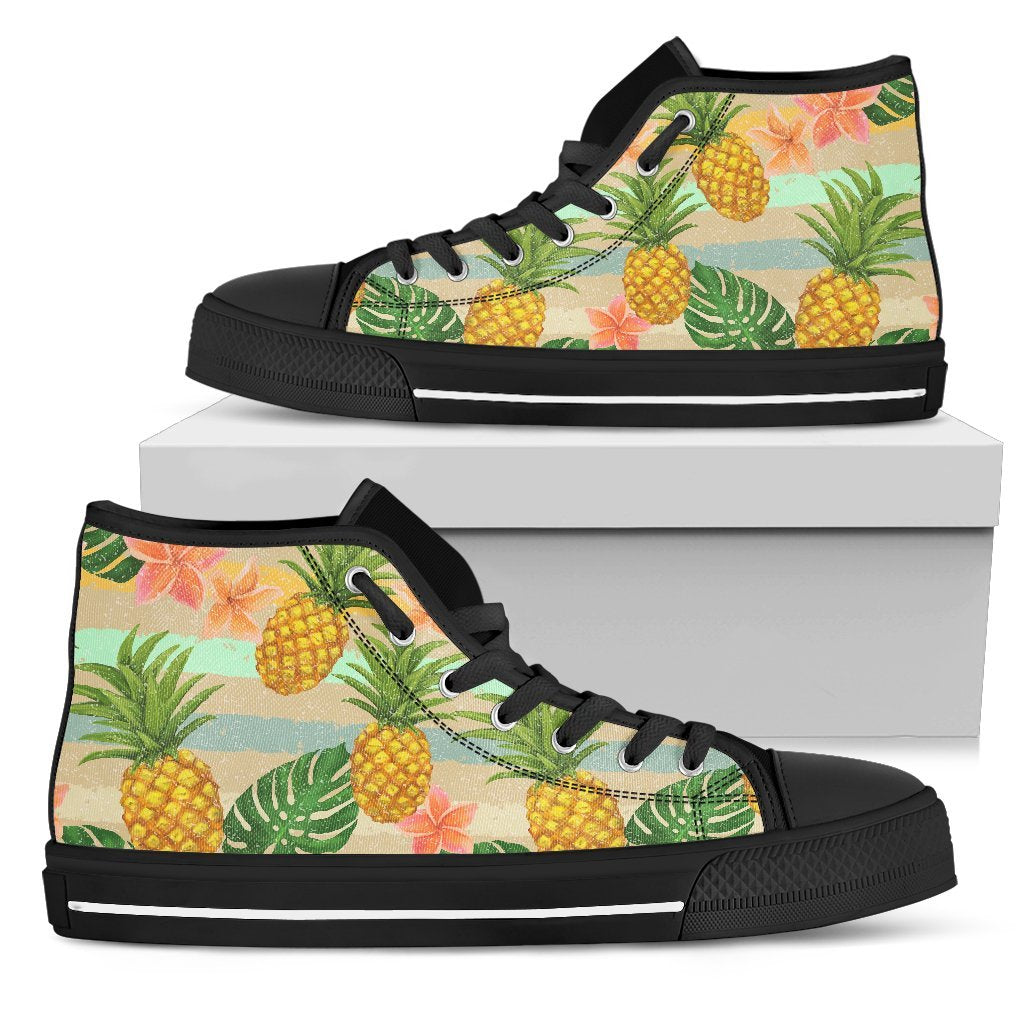 Sand Beach Pineapple Pattern Print Men's High Top Shoes