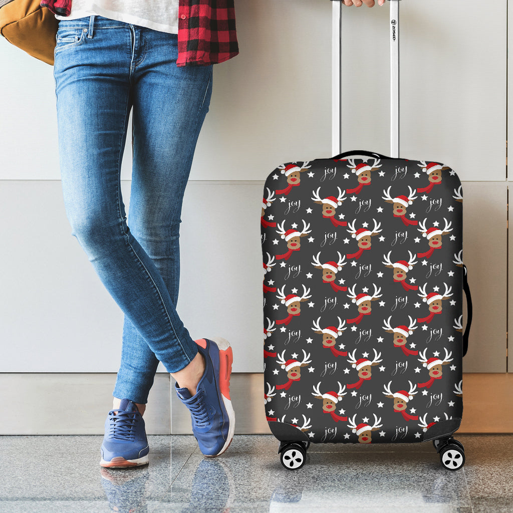 Santa Claus Deer Pattern Print Luggage Cover