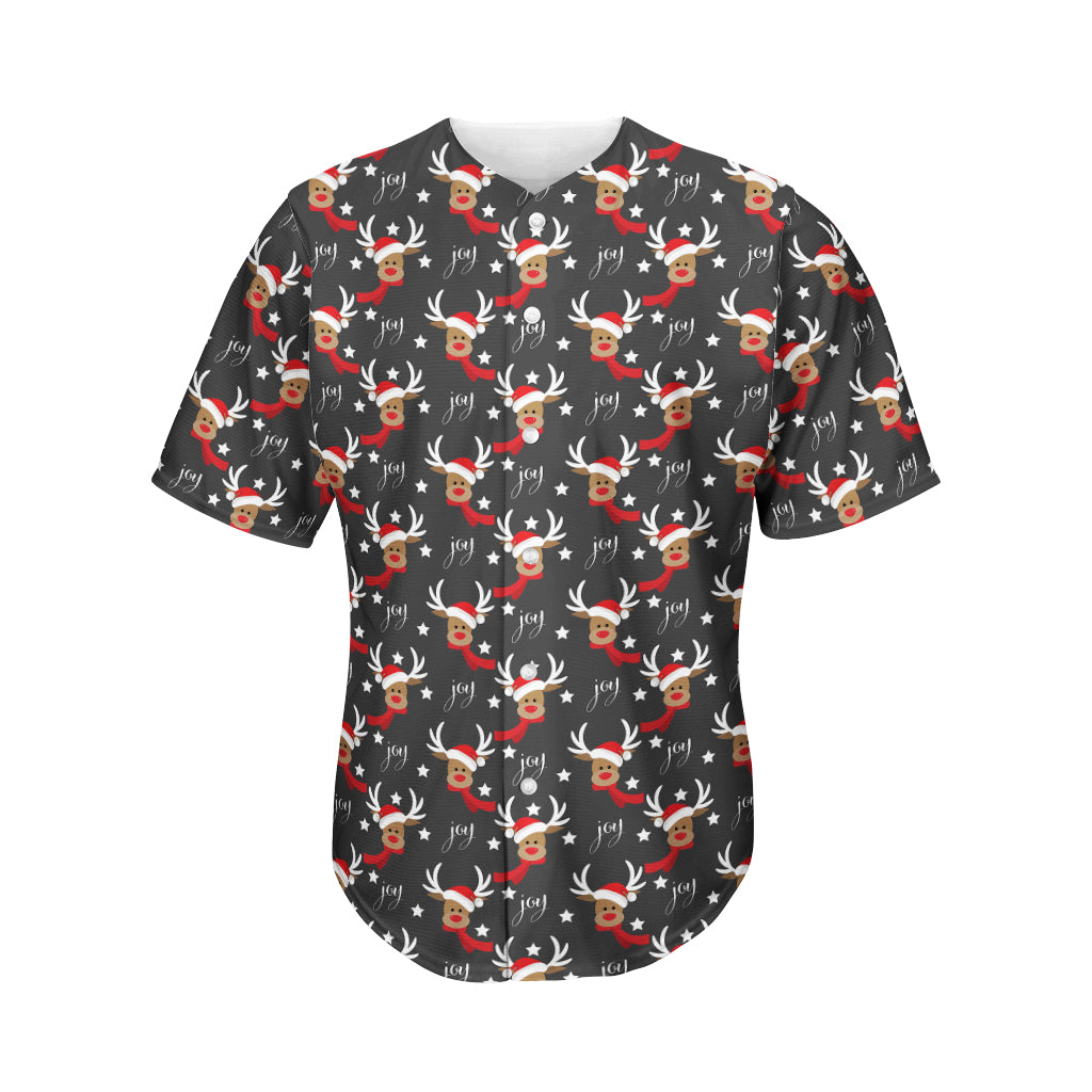 Santa Claus Deer Pattern Print Men's Baseball Jersey