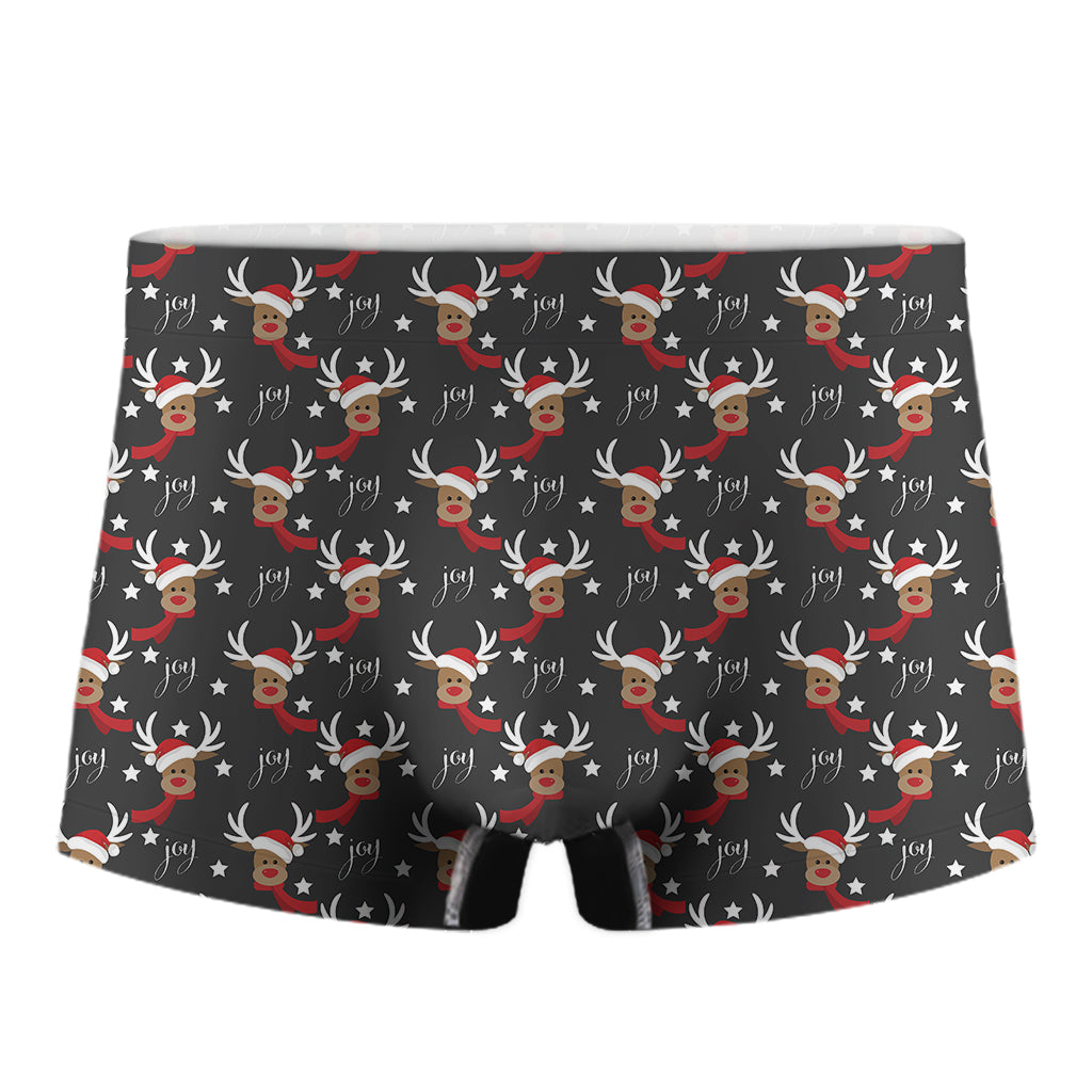 Santa Claus Deer Pattern Print Men's Boxer Briefs