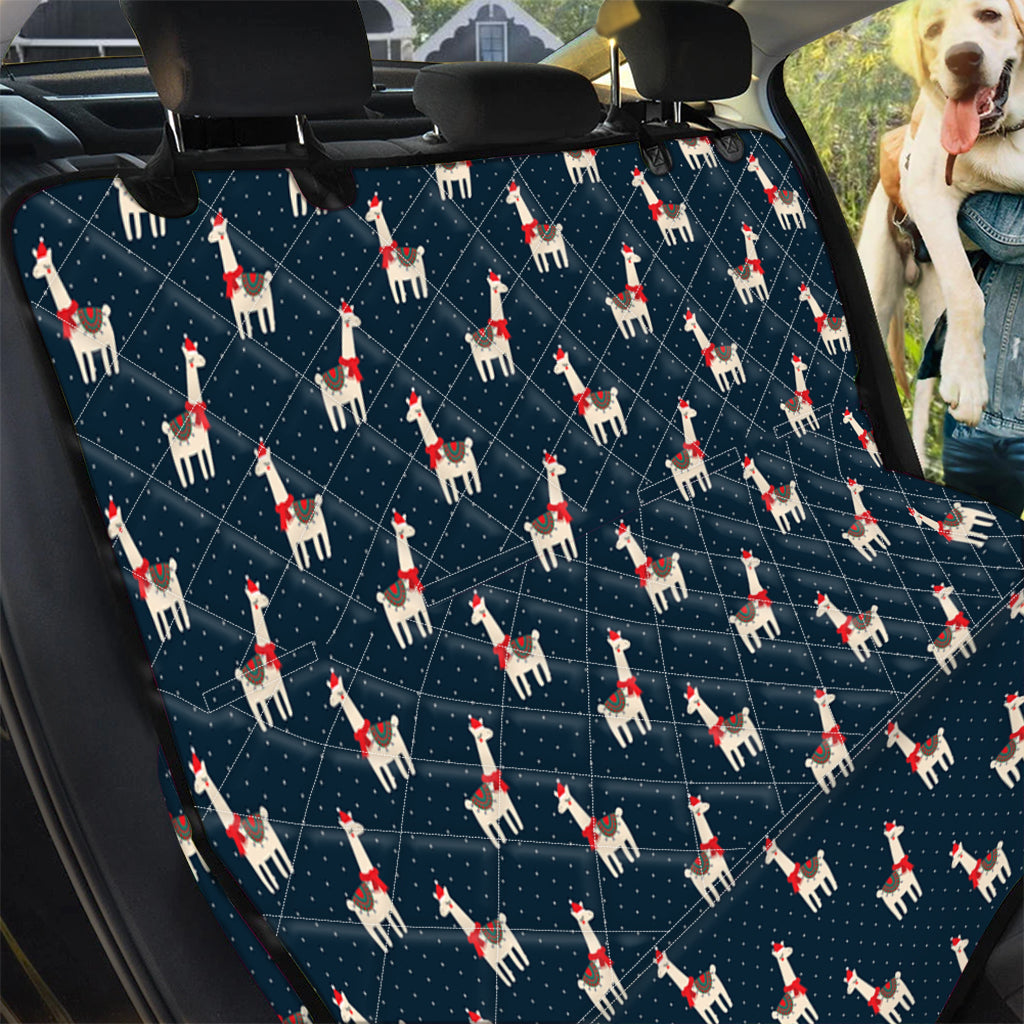 Santa Claus Llama Xmas Pattern Print Pet Car Back Seat Cover