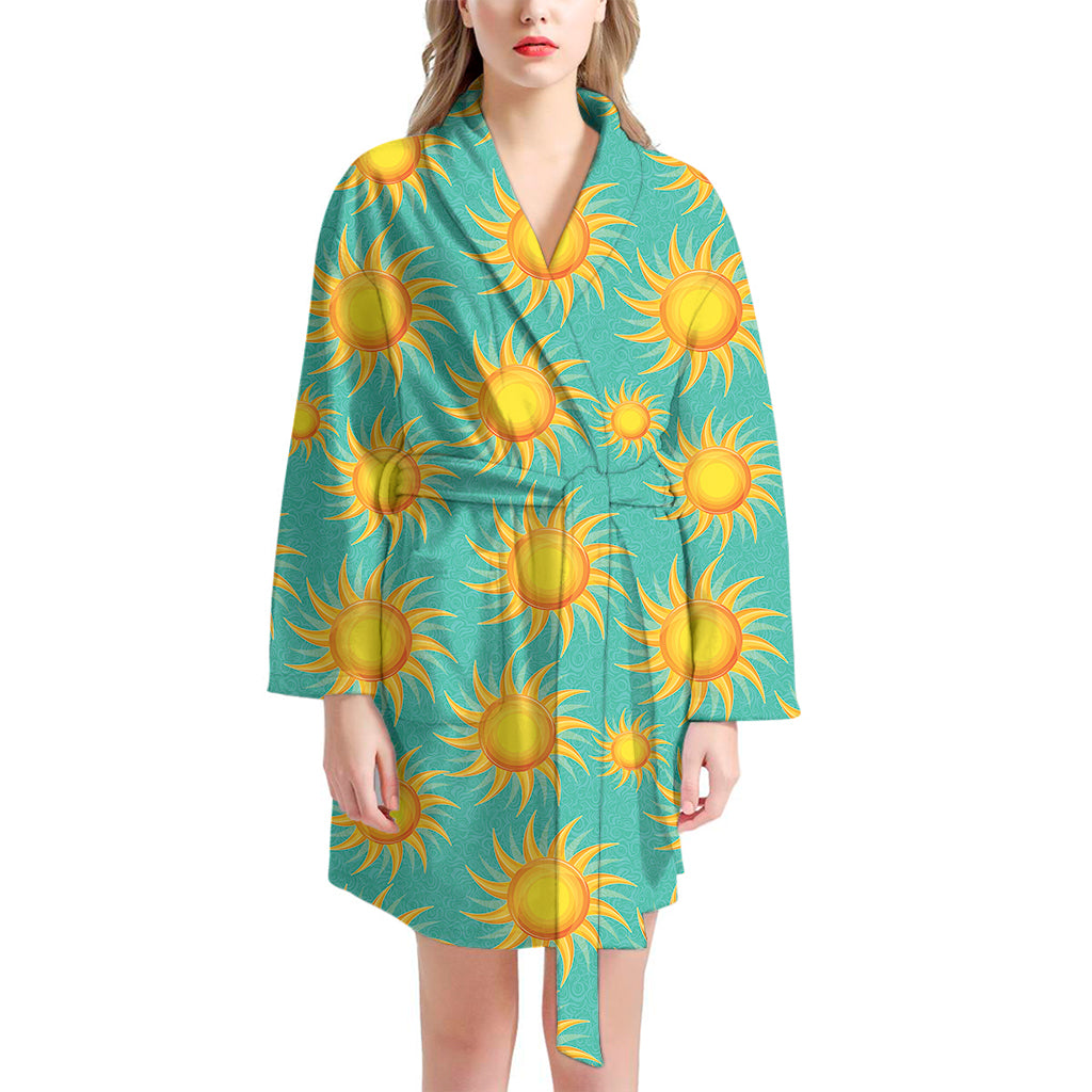 Shiny Sun Pattern Print Women's Bathrobe