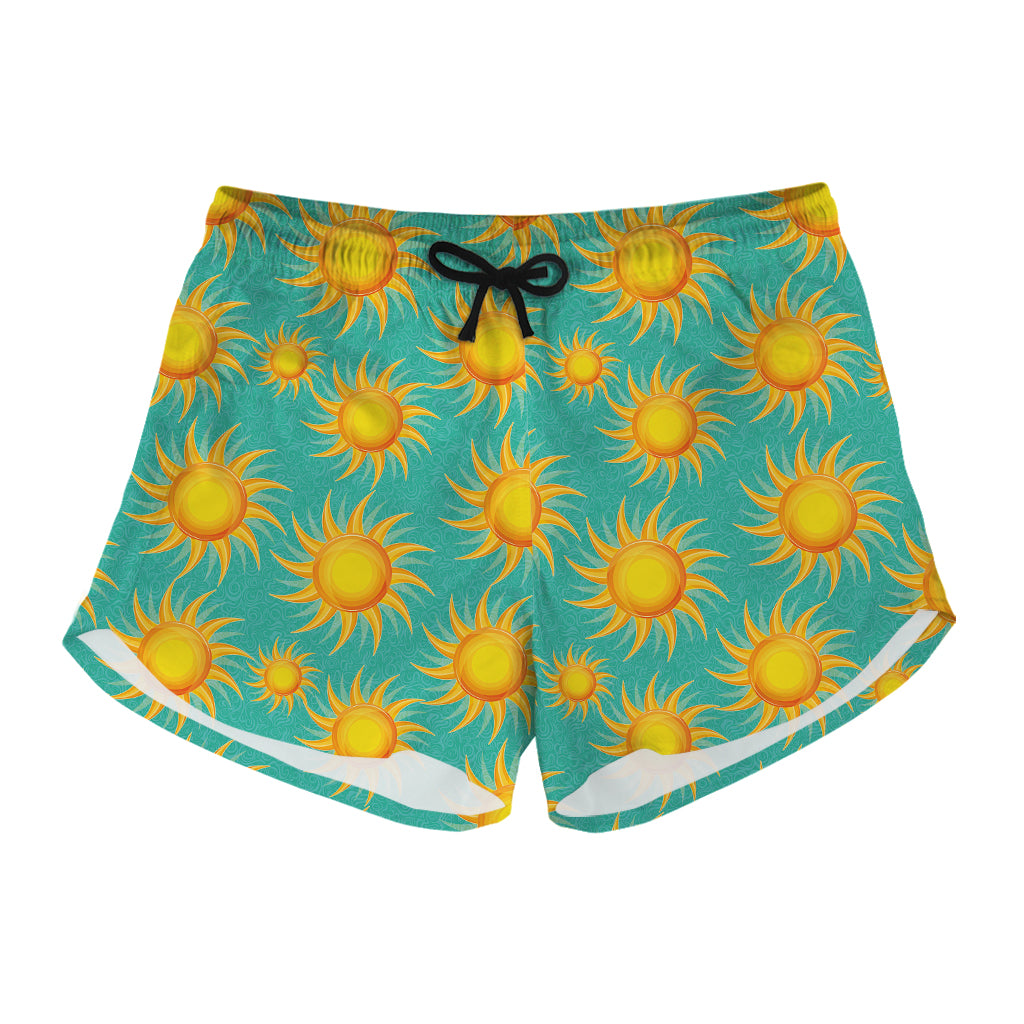 Shiny Sun Pattern Print Women's Shorts