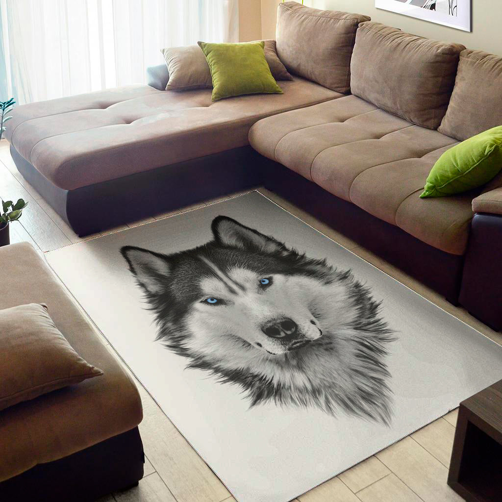 Siberian Husky Portrait Print Area Rug