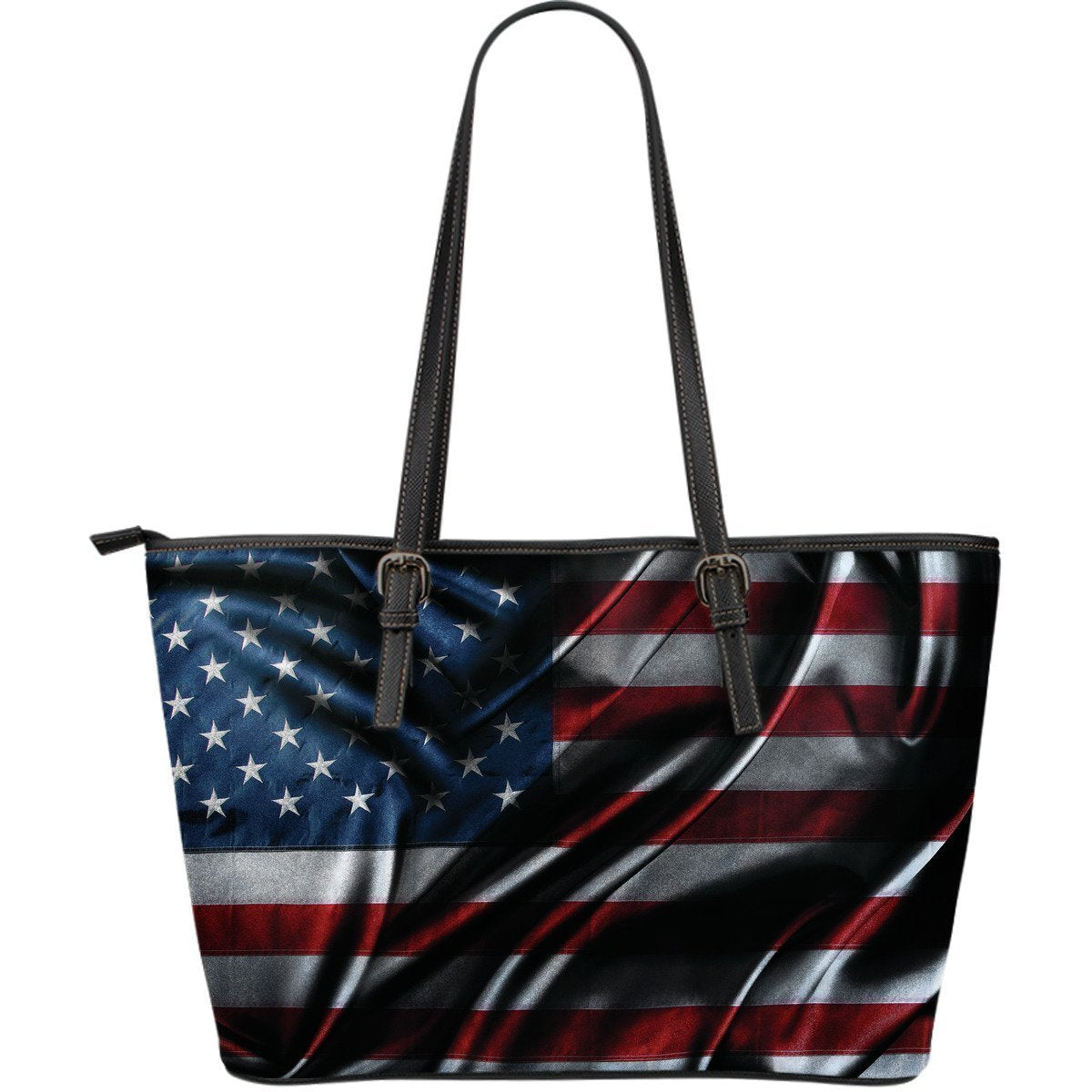 Silky American Flag Patriotic Leather Tote Bag