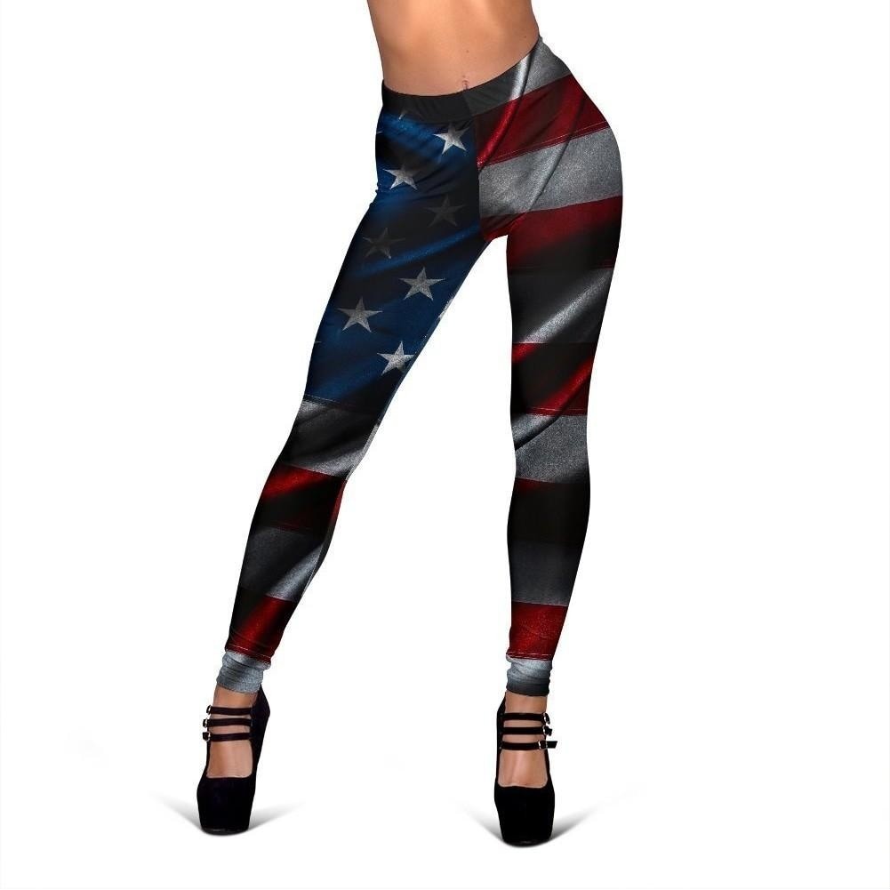 Silky American Flag Patriotic Women's Leggings