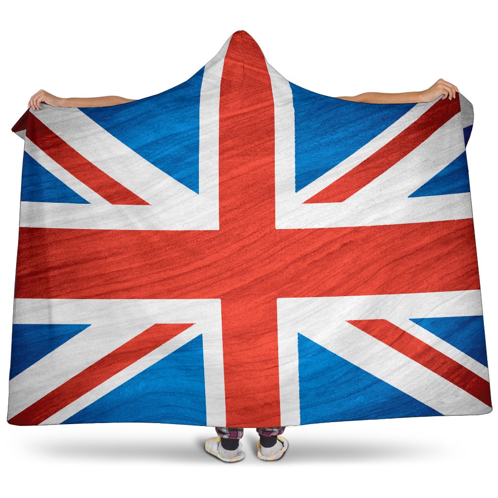 Silky Union Jack British Flag Print Hooded Blanket