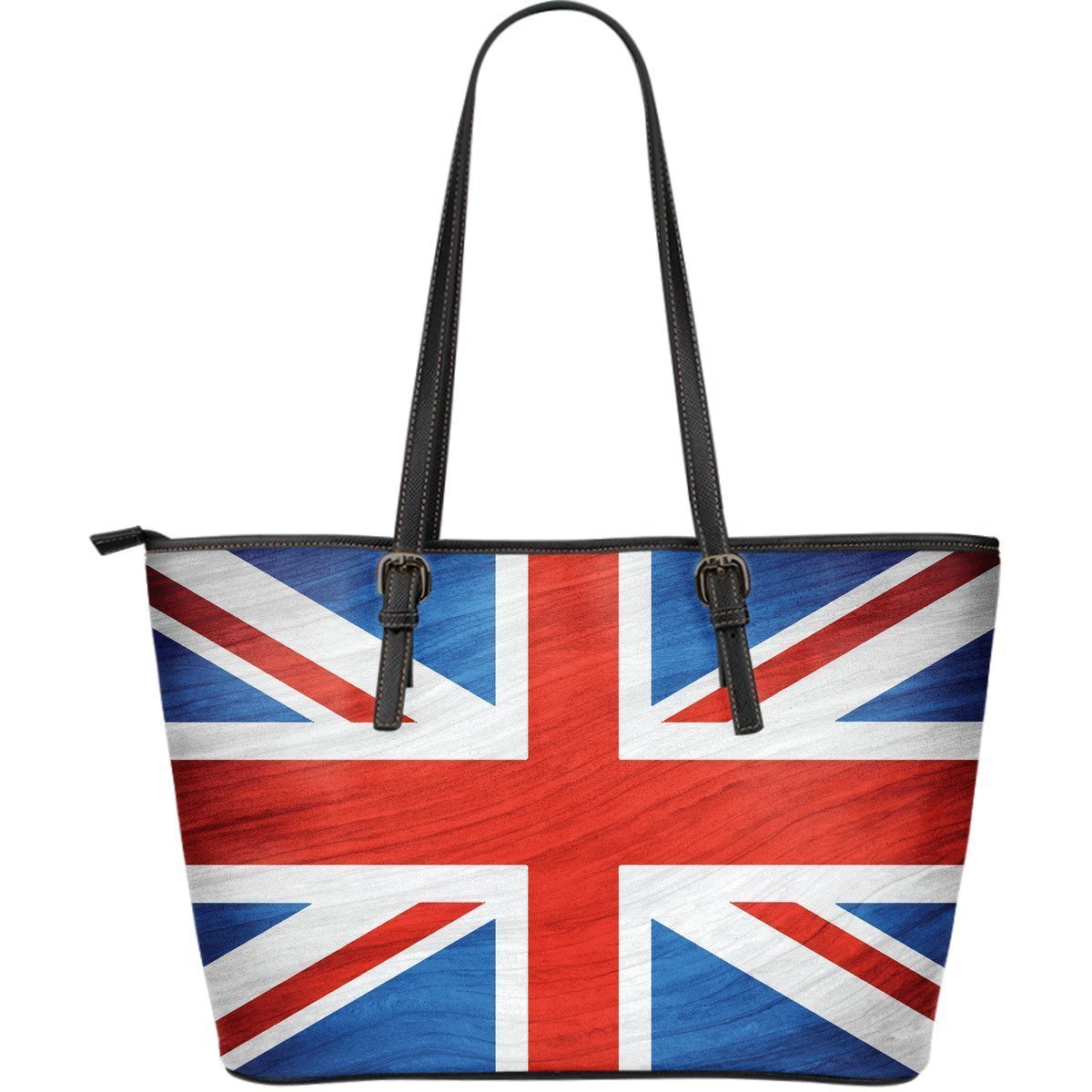 Silky Union Jack British Flag Print Leather Tote Bag