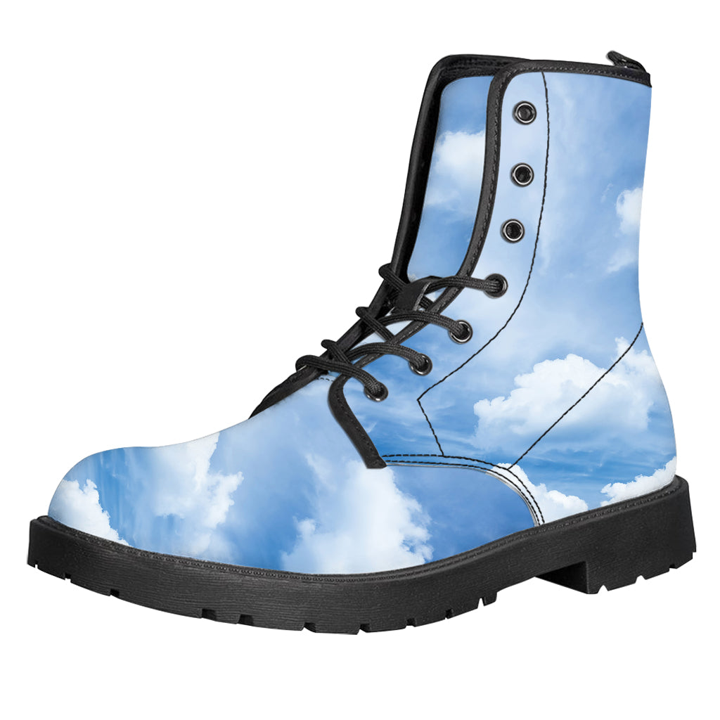 Sky Cloud Print Leather Boots