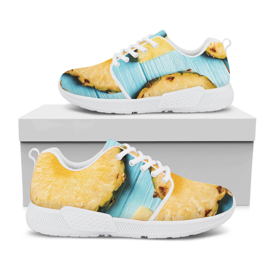 Sliced Pineapple Print White Athletic Shoes