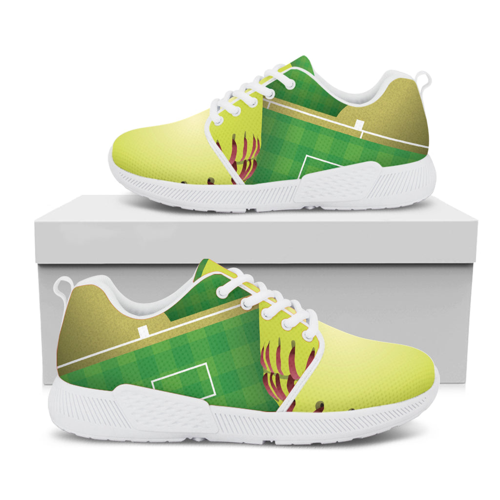 Softball Field And Ball Print White Athletic Shoes