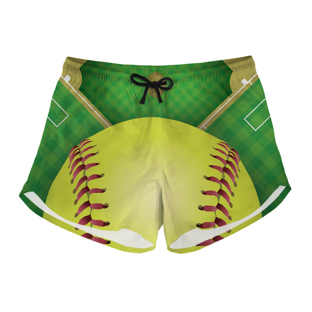 Softball Field And Ball Print Women's Shorts