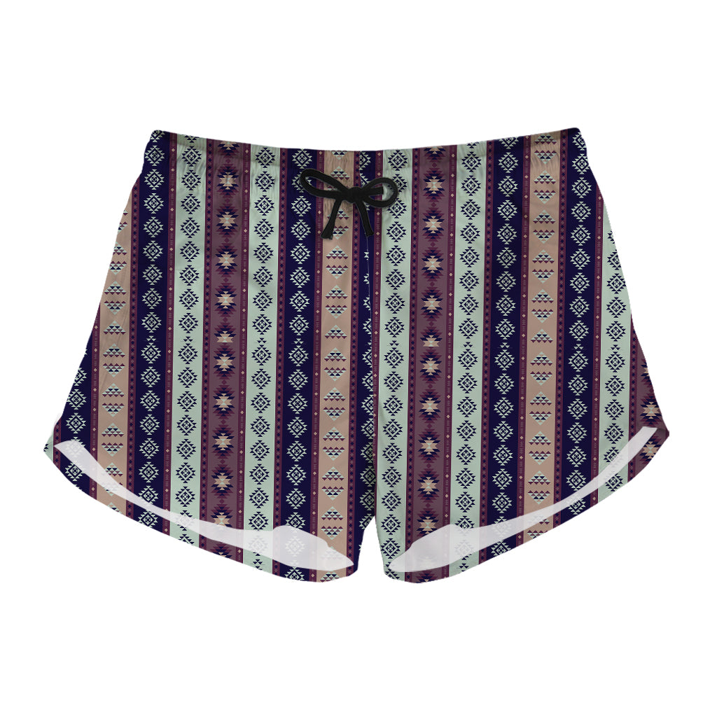 Southwestern Stripe Pattern Print Women's Shorts