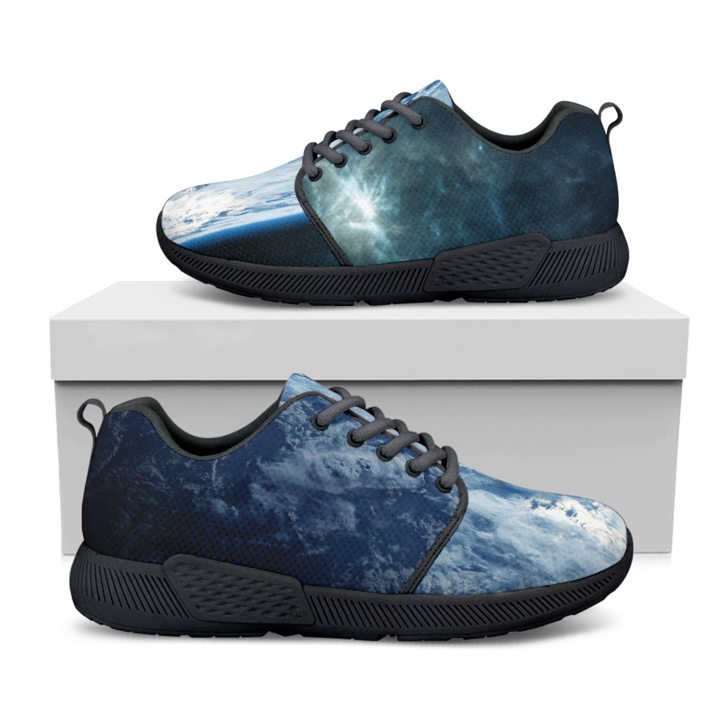 Space And Earth Print Black Athletic Shoes