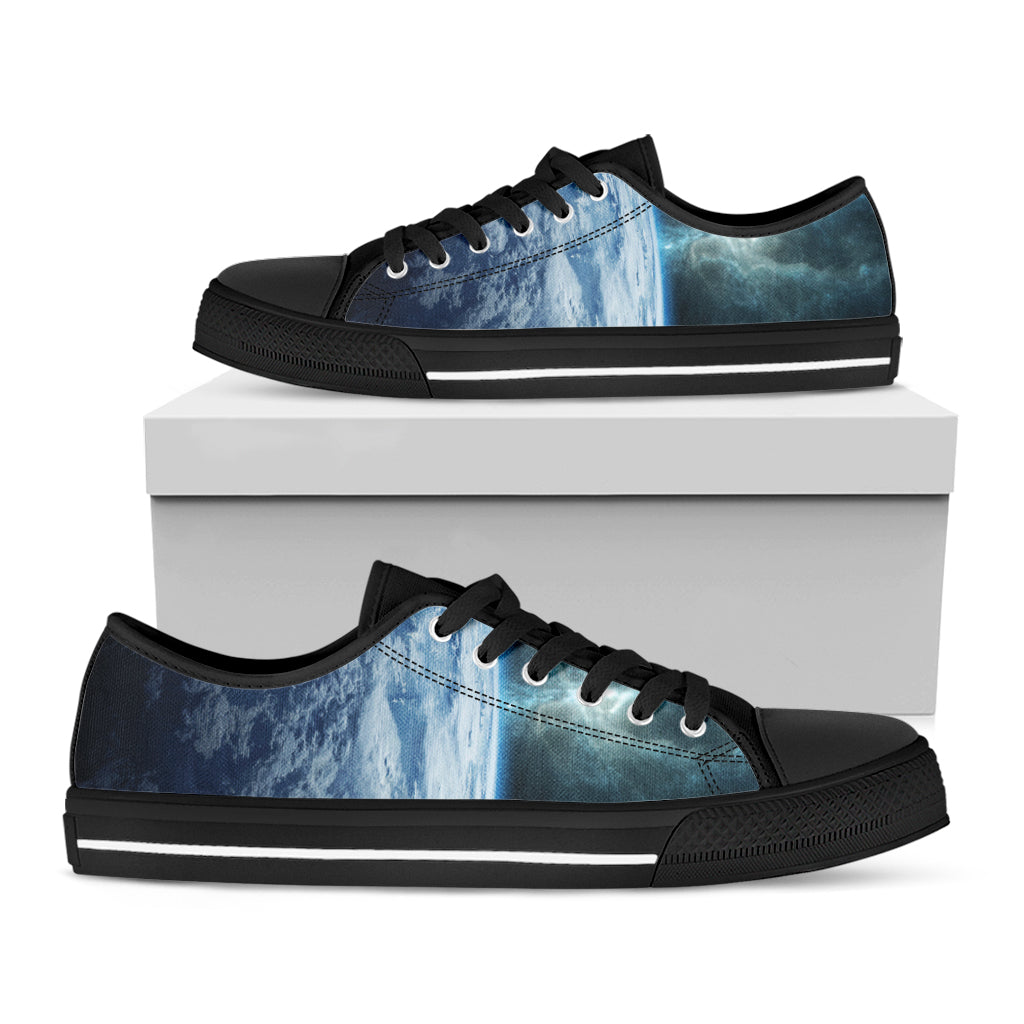 Space And Earth Print Black Low Top Shoes