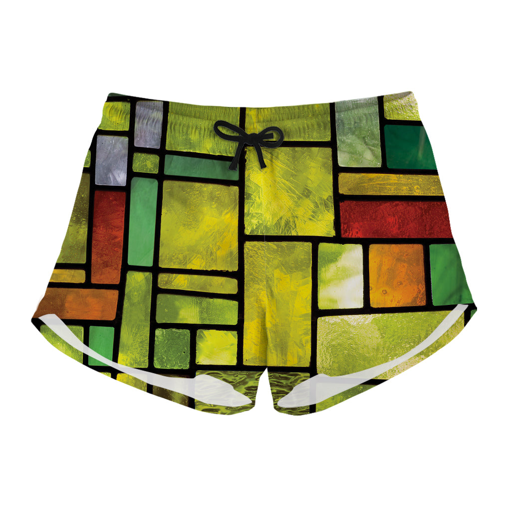 Square Stained Glass Mosaic Print Women's Shorts