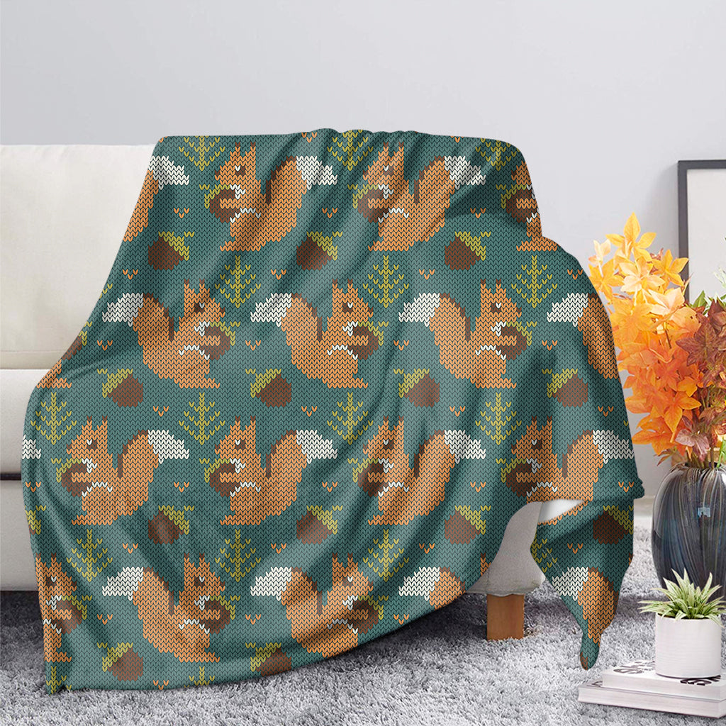 Squirrel Knitted Pattern Print Blanket