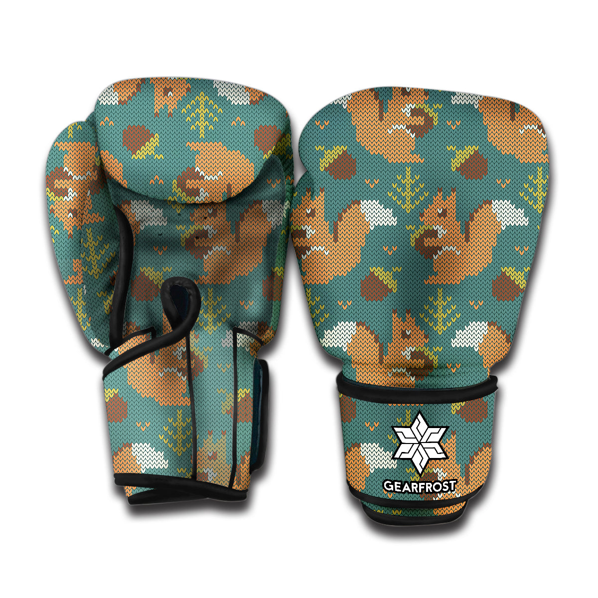 Squirrel Knitted Pattern Print Boxing Gloves