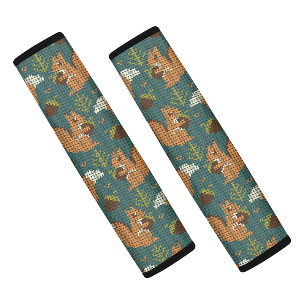 Squirrel Knitted Pattern Print Car Seat Belt Covers
