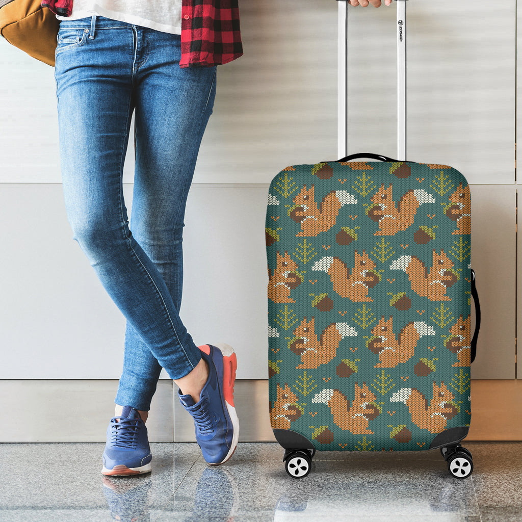 Squirrel Knitted Pattern Print Luggage Cover