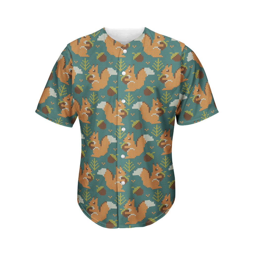 Squirrel Knitted Pattern Print Men's Baseball Jersey