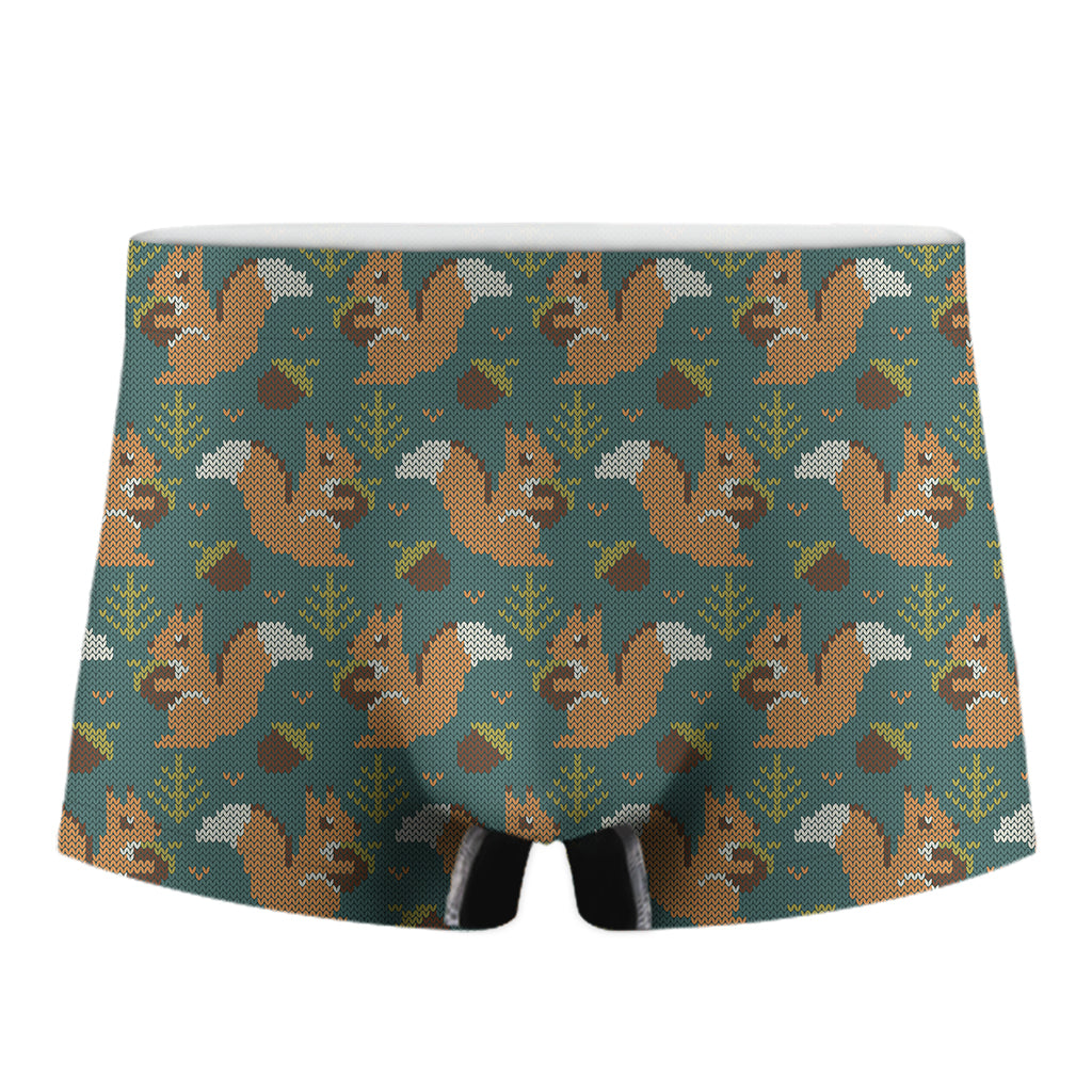 Squirrel Knitted Pattern Print Men's Boxer Briefs