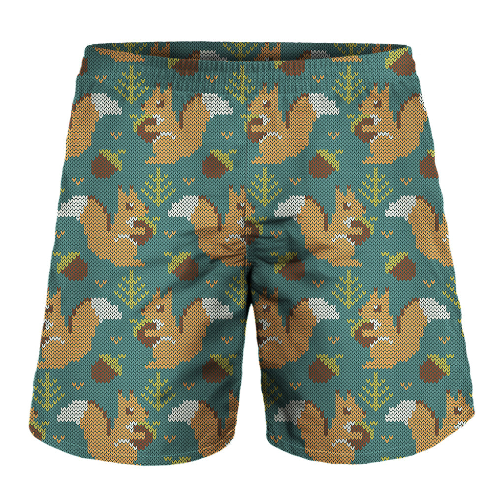 Squirrel Knitted Pattern Print Men's Shorts