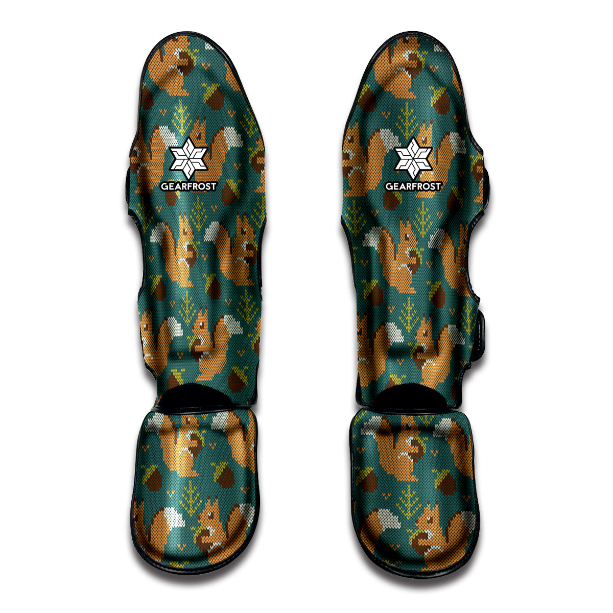 Squirrel Knitted Pattern Print Muay Thai Shin Guards