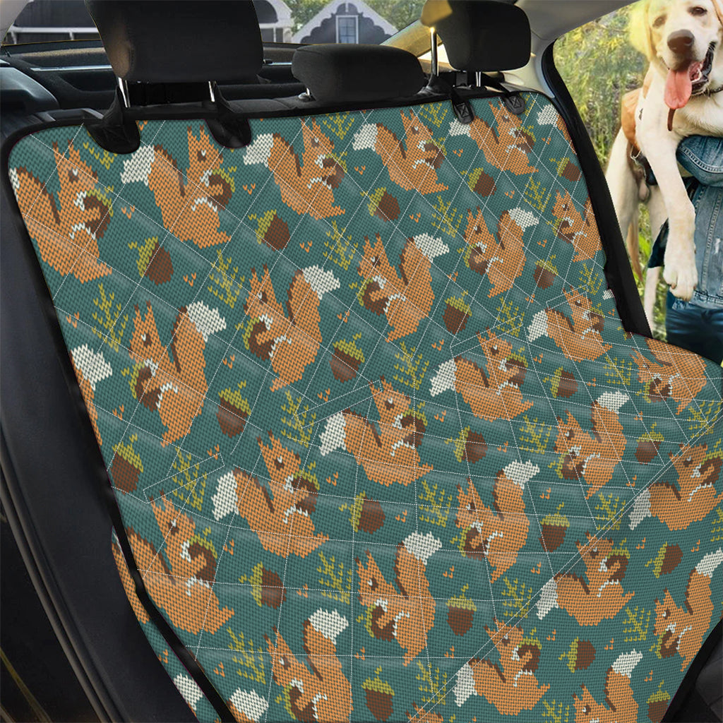 Squirrel Knitted Pattern Print Pet Car Back Seat Cover