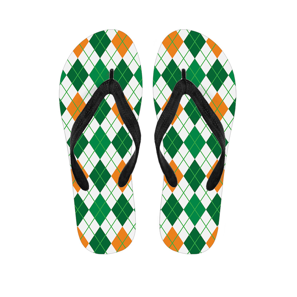 St Patrick's Day Argyle Pattern Print Flip Flops