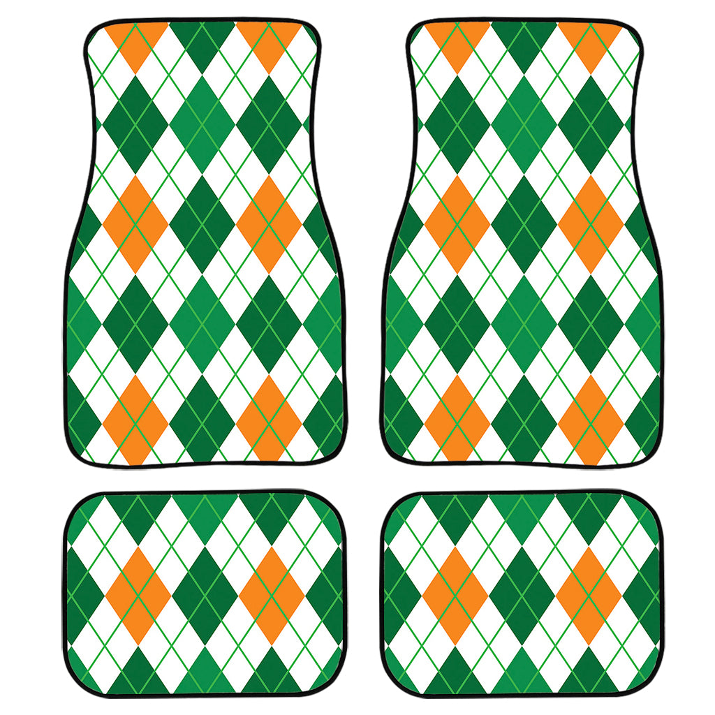 St Patrick's Day Argyle Pattern Print Front and Back Car Floor Mats