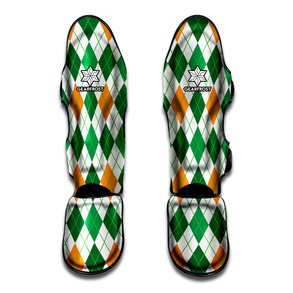 St Patrick's Day Argyle Pattern Print Muay Thai Shin Guards