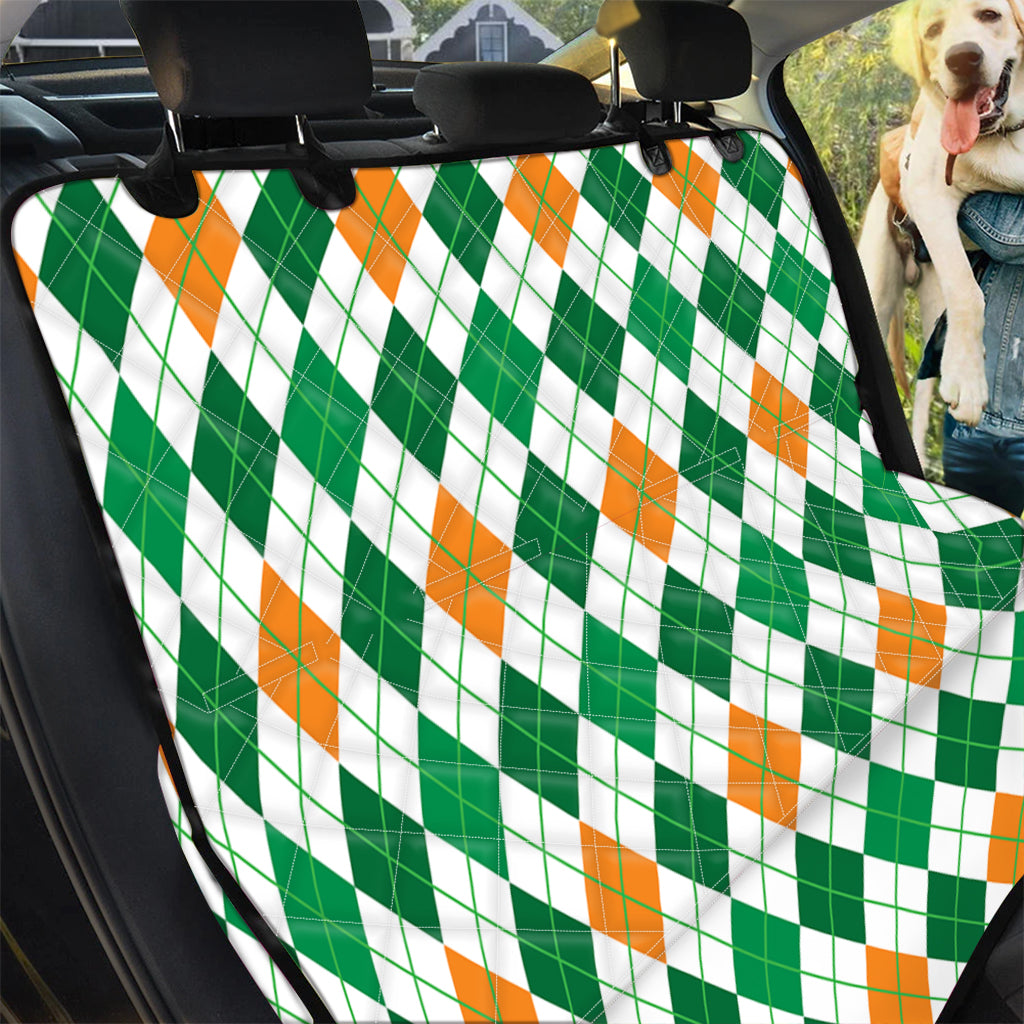 St Patrick's Day Argyle Pattern Print Pet Car Back Seat Cover