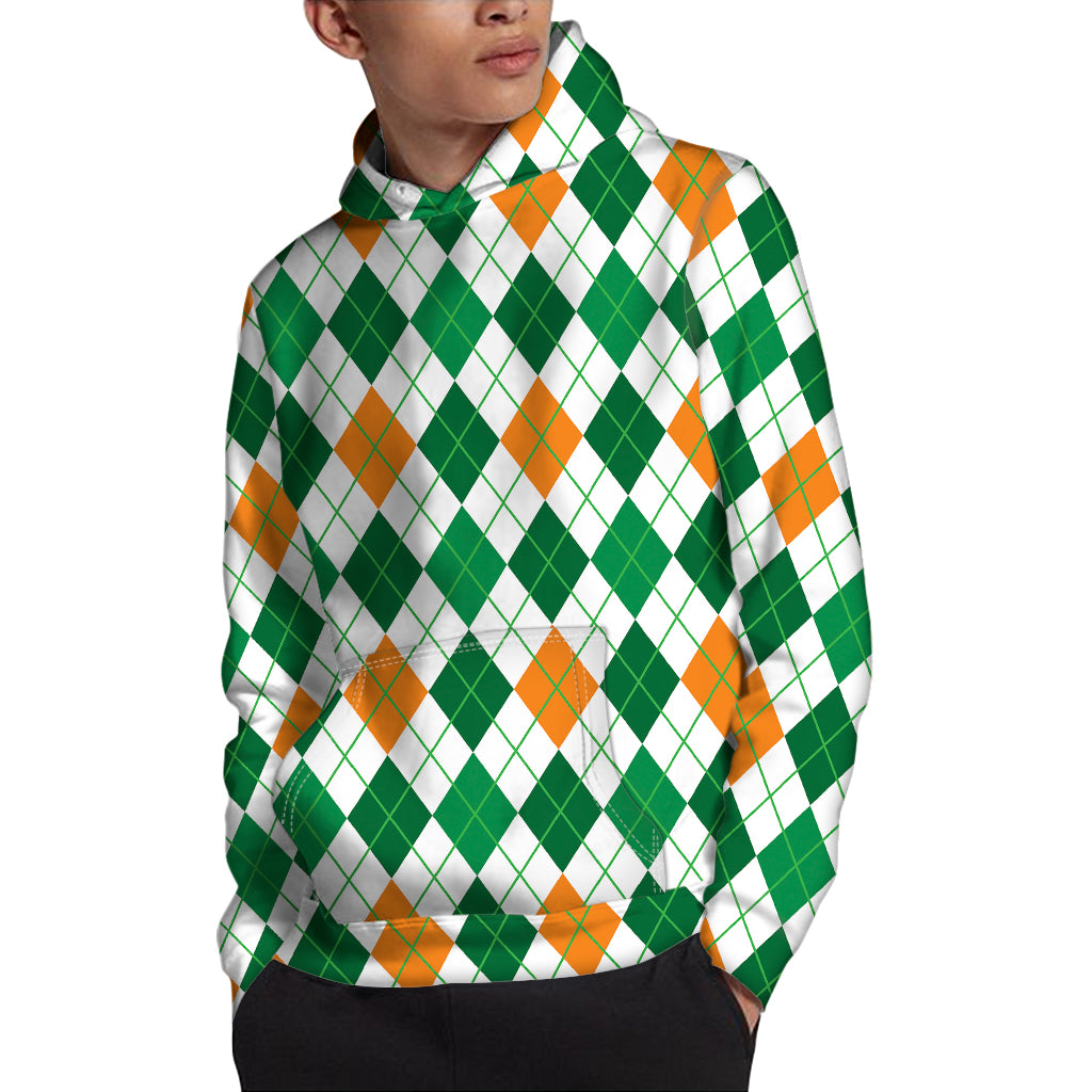 St Patrick's Day Argyle Pattern Print Pullover Hoodie