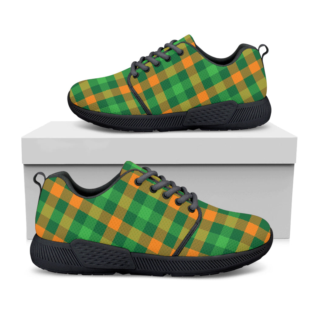 St. Patrick's Day Buffalo Check Print Black Athletic Shoes