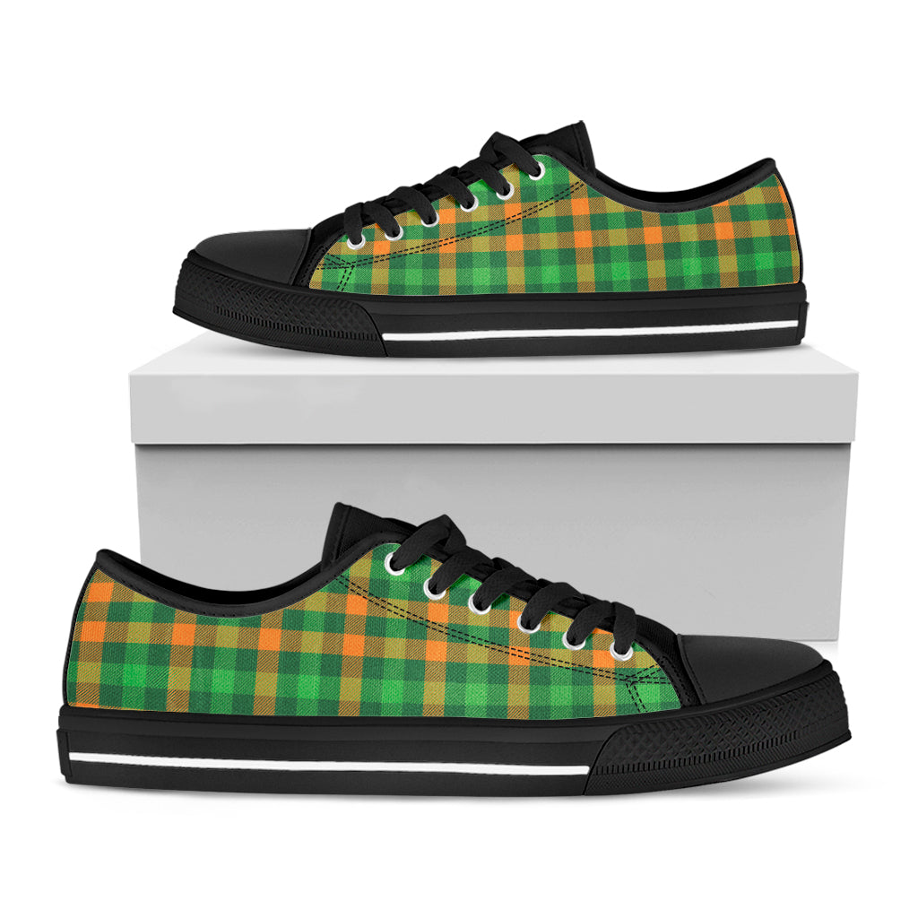 St. Patrick's Day Buffalo Check Print Black Low Top Shoes